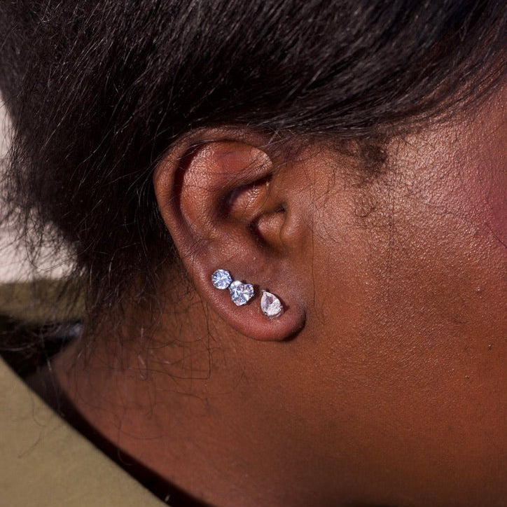 Round Stud Earrings in Silver