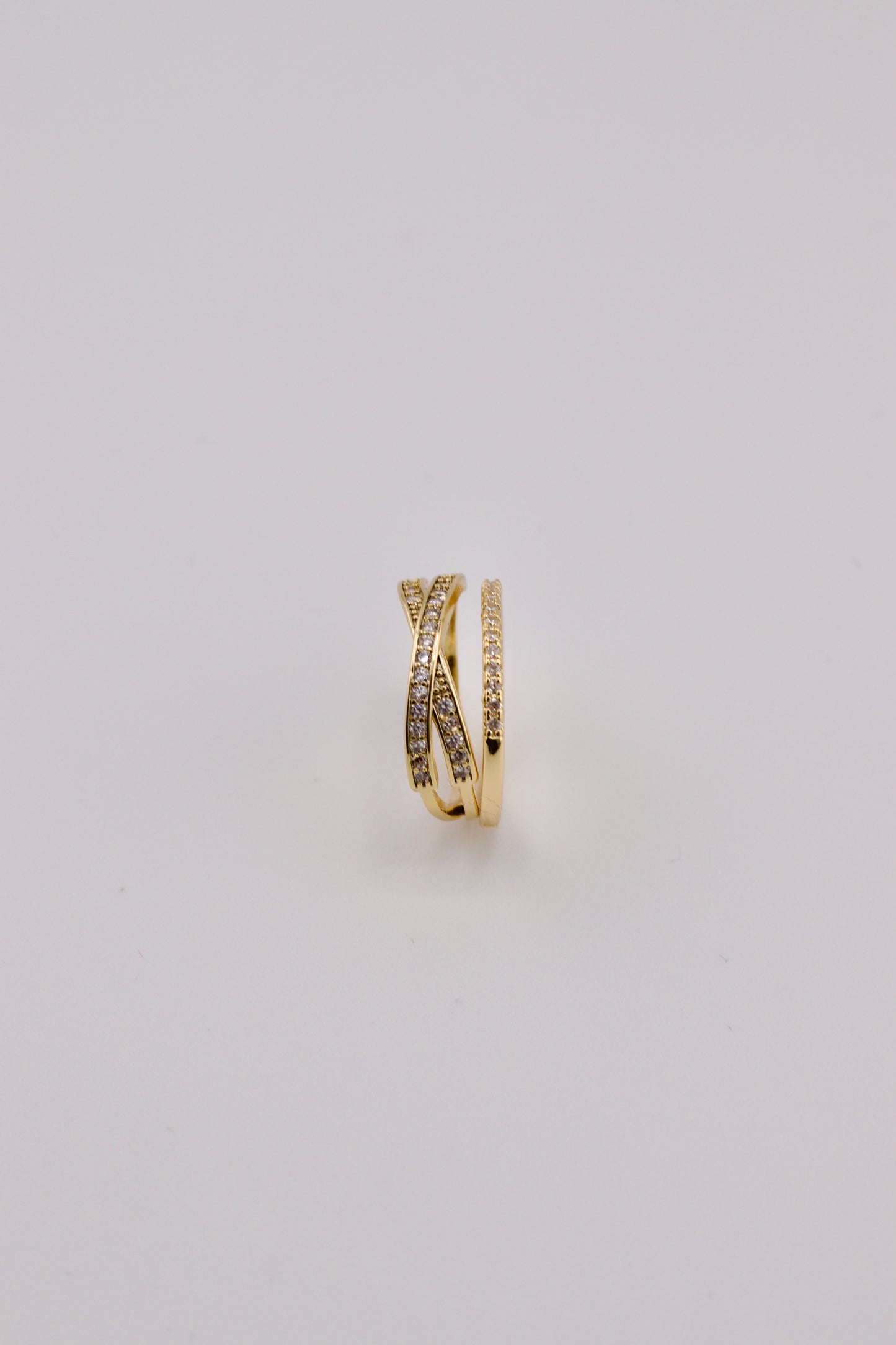 Double Stack Pave Ring In Gold
