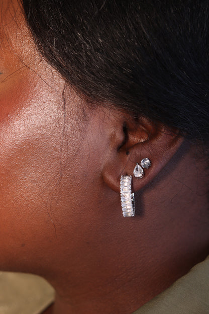 Baguette Half Hoop Earrings